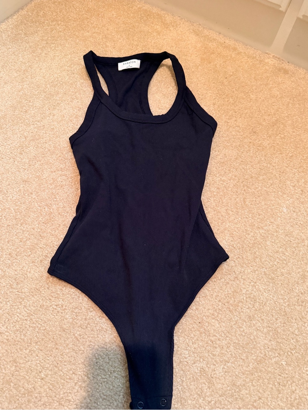 Aritzia Black Ribbed Racerback Bodysuit